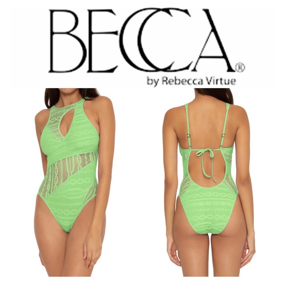 BECCA Other - NWOT BECCA Color Play Crochet High Neck One-Piece Swimsuit